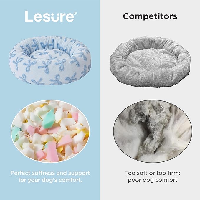 LE SURE Donut Medium Dog Bed - Round Cat Beds for Indoor Cats Calming Bed Gift for Pets, Cute Modern Beds with Jacquard Shaggy Plush & Anti Slip Bottom, 30 Inch, Ice Melt