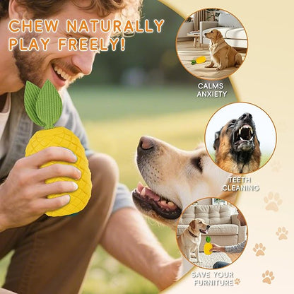 Pineapple Dog Toys for Aggressive Chewers, Indestructible Chew Toy with Squeaker for Large Dogs - Durable Rubber Puppy Teething & Interactive Play