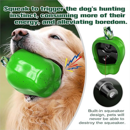 TLKNG Large Size Green Apple Squeaky Dog Toy for Medium/Large Aggressive Chewers Breeds Dogs Durable Bouncy Squeak Ball