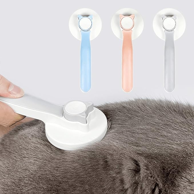 Cat Grooming Brush Slicker Brush for Pet Self Cleaning Hair Removal with Stainless Steel Needles Shedding & De-Matting Tool Hair Remover for Pet Dogs Cats (White)