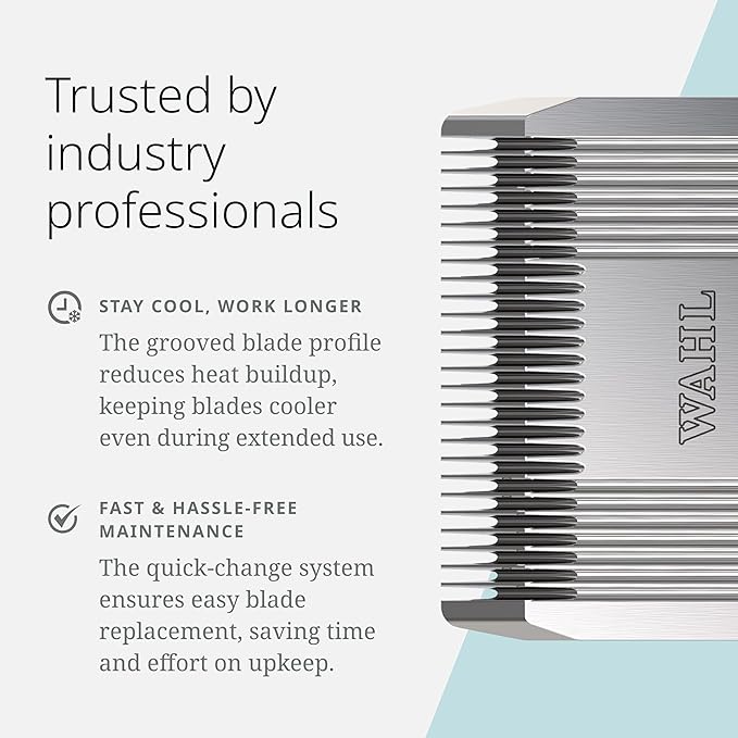 Wahl Pro Animal Wide Prime Series Blades - Professional Fine Tooth Pet Clipper for Horse, Cat & Dog Grooming - Made from High-Carbon Steel - #10, 1.5mm