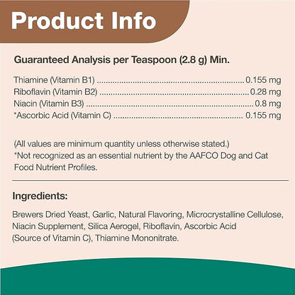 NaturVet Brewers Dried Yeast Formula with Garlic Flavoring Plus Vitamins for Dogs and Cats, Powder, Made in The USA with Globally Source Ingredients 1 Pound