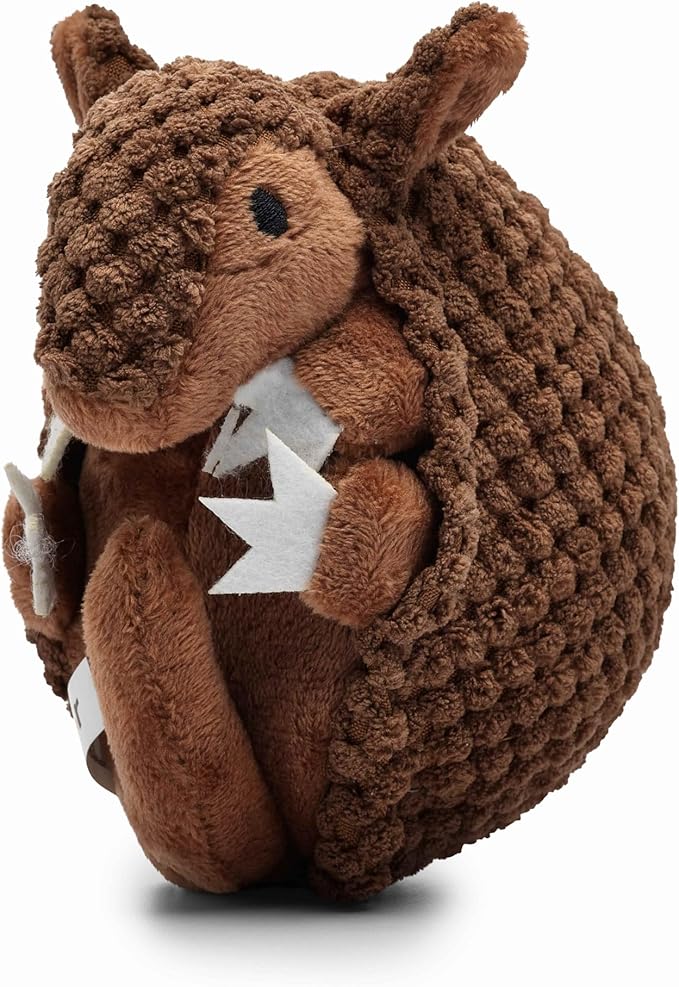 Flourish Pets 3 in 1 Multi-Layer Chew Toy for Active Dogs | Non-Toxic BPA Free Double Stitched Soft Fabric Exterior Dog Toys | Long-Lasting Dog Plush Toys – Small Armadillo 5.5"
