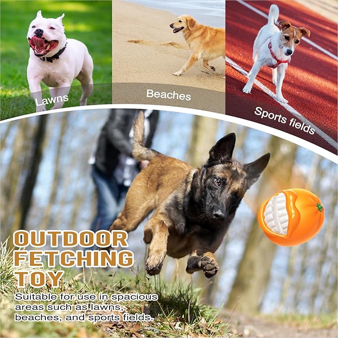 TLKNG Large Size Orange Squeaky Dog Toy for Medium/Large Dogs Breed Aggressive Chewers Durable Bouncy Squeak Ball