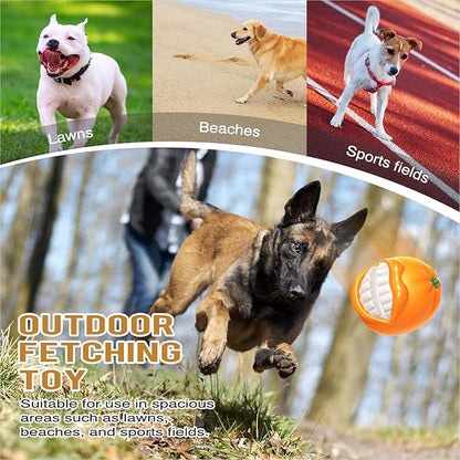 TLKNG Large Size Orange Squeaky Dog Toy for Medium/Large Dogs Breed Aggressive Chewers Durable Bouncy Squeak Ball