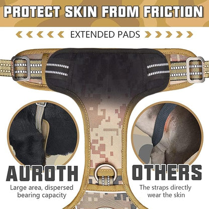 AUROTH Tactical Dog Harness for Small Medium Dogs No Pull Adjustable Pet Harness Reflective K9 Working Training Easy Control Pet Vest Military Service Dog Harnesses Desert Camo M