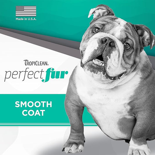 TropiClean Perfect Fur Deshedding Dog Shampoo for Breeds with Smooth Coats like Boxers, Bulldogs, Pointers, and Greyhounds, Natural Moisturizing Shampoo for Dry Flaky Skin, Puppy Safe, 16oz.