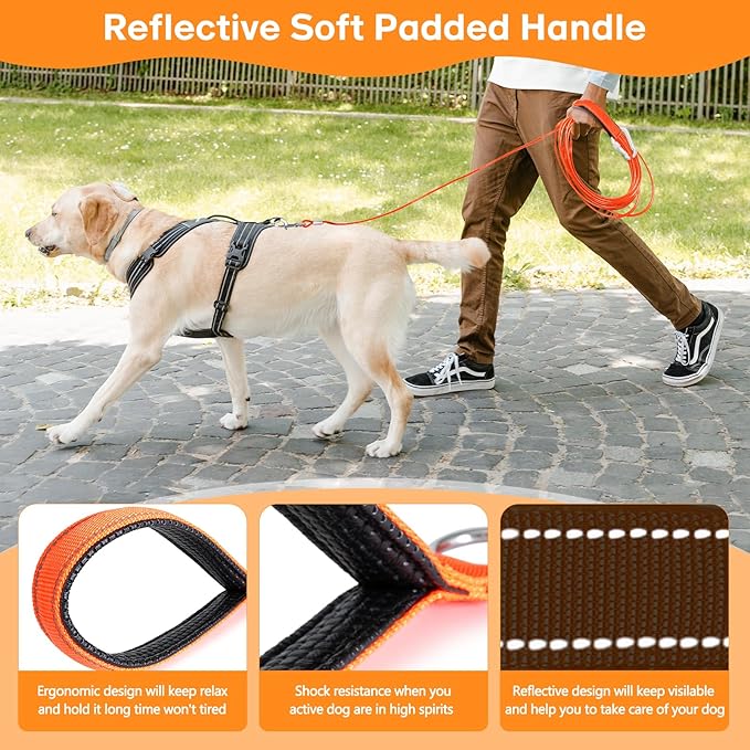 Heavy Duty 50ft Tie Out Cable for Medium Large Dogs, Chew Proof Dog Leash with Padded Handle for Training Walking