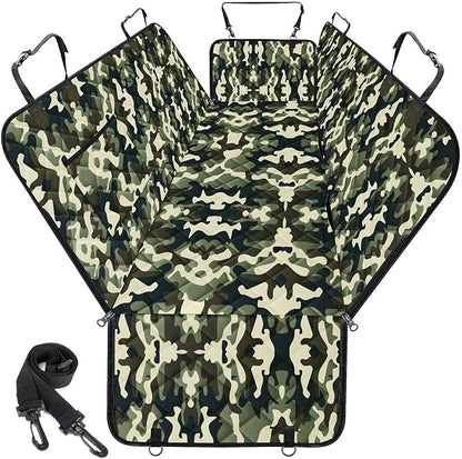 NECKORY Waterproof Dog Car Seat Cover for Back Seat - Durable, Scratch Proof Pet Hammock with Nonslip Design & Storage Pockets, Fits Cars, SUVs, Trucks- S, Camouflage
