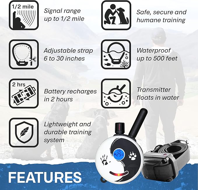 Educator ET-300 Zen Mini E Collar for Dog Training with Remote - 1/2 Mile Range, Waterproof, 100 Blunt Stimulation Levels, Tone or Vibration Mode, Night Light Tracking for Small, Medium & Large Dogs