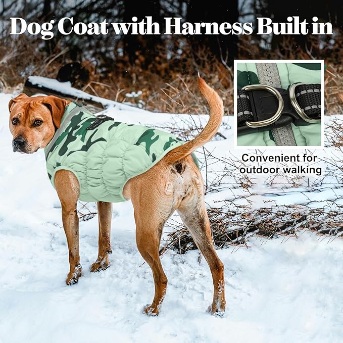 Lelepet Warm Dog Winter Coat Dog Coats for Small Dogs Waterproof Dogs Jacket with Harness Built in Reflective Cold Weather Coats Windproof Zip-Up Winter Fleece Vest Snowsuit Chihuahua XS