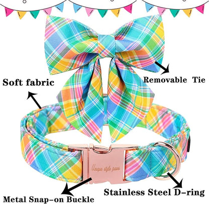 Unique style paws Easter Dog Collar with Bow Easter Eggs Chicken Collar with Flower for Small Medium Large Boys Girls Dogs