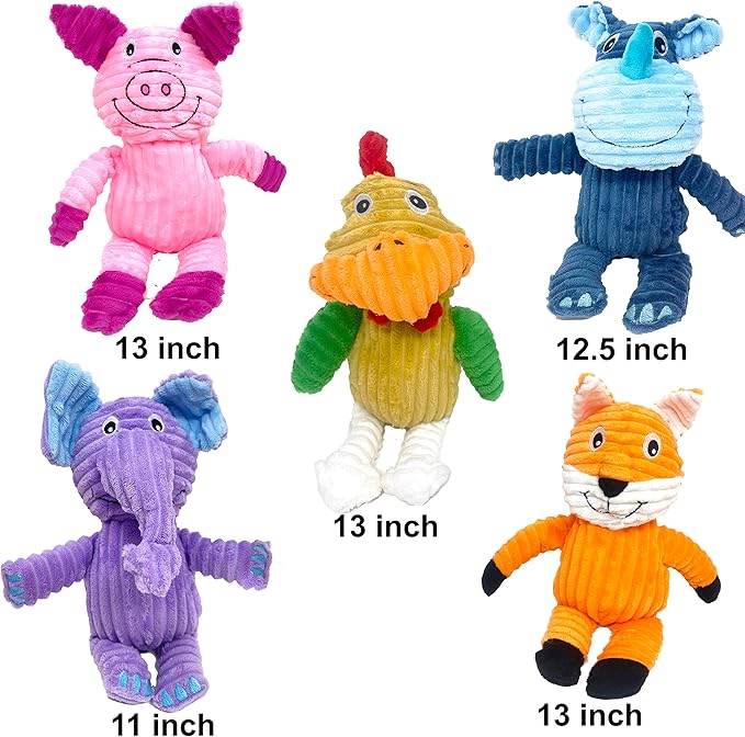 Jalousie Multipack Dog Squeaky Toys Strong Almost Indestructible, with Added Liner for Longer Play Dog Chew Toys (Medium to Large Breeds, 5 Pack Corduroy)