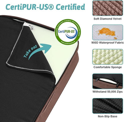 COZY KISS Orthopedic Dog Bed for Large Medium Size Dog, L Pet Sofa for Dog Cat, Big Supportive Foam Bolster U Shaped Couch with Waterproof Lining Cover, Anti-Slip, Washable, 36x27x7.5 inch, Brwon