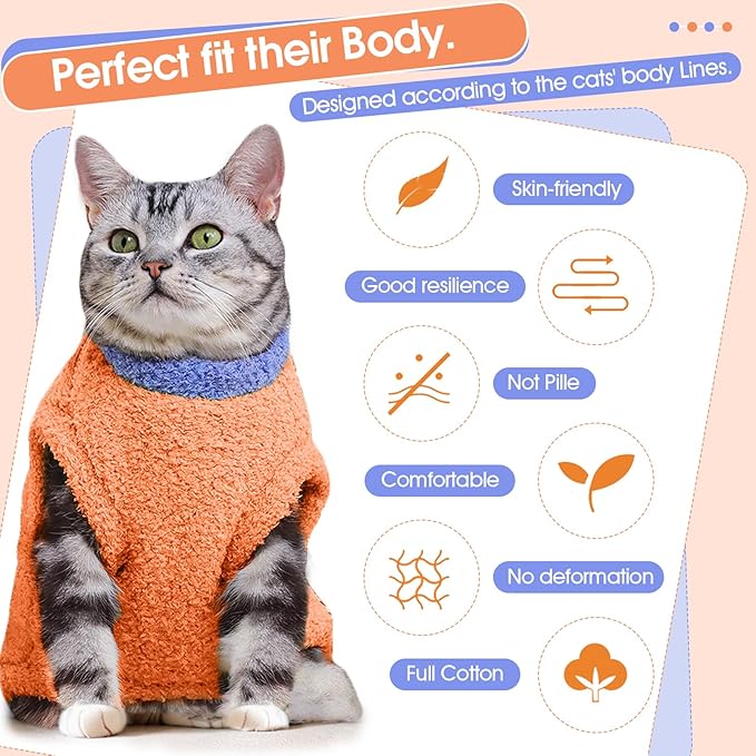 ADNIKIA Cat Sweater, Warm Kitten Coat Fleece Vest, Sphynx Hairless Cat Shirts, Soft Pajamas for Cats Only