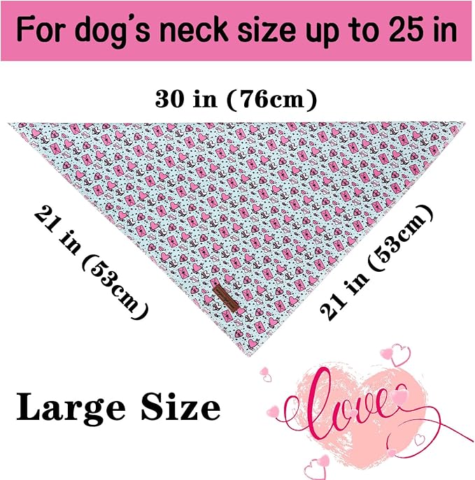 Unique Style Paws Valentiene's Day Dog Bandana Heart Print Cotton Dog Bandanas Bandana for Small Medium Large Dogs New