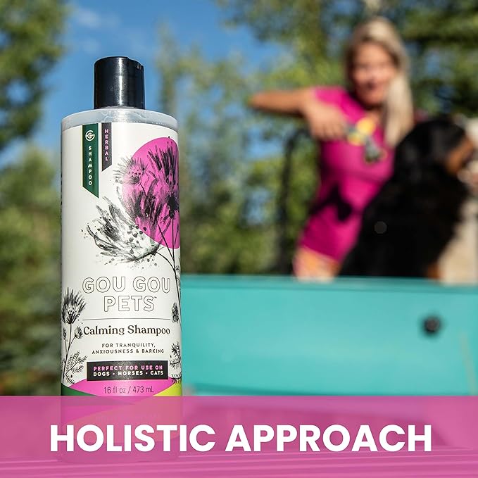 Gou Gou Pets Holistic Natural Derived Calming Pet Shampoo for Anxiety: Veterinarian Recommended: Providing Stress Relief for Dogs, Cats and Horses - Made in USA - 16 oz