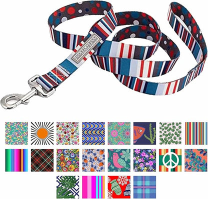 Lucky Love Dog, Nautical Dog Leash, Polka Dot Blue Red White Striped for Male Female Dogs, Durable & Long Lasting Dog Leashes - (Large, Linus Leash)