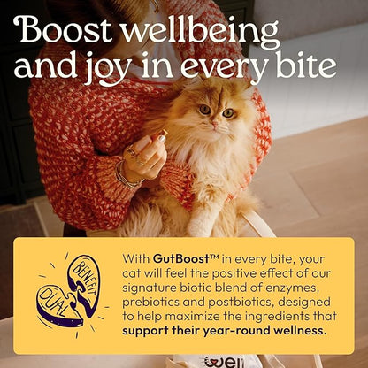 New! WellJoy Cat Supplement Immune+ GutBoost | Cat Health Supplement | Enhances Immune Response | Dual-Benefit GutBoost Formulation | Vet Formulated | Made in USA | Chicken Flavor | 90 Soft Chews