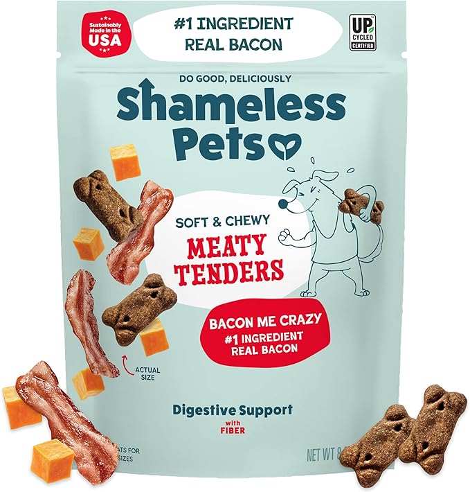 Shameless Pets Soft Dog Treats – Bacon Me Crazy Meaty Tenders, Soft & Chewy Treats for Dogs, Real Bacon 1st Ingredient, Grain Free, Healthy Treats for Small, Medium & Large Dogs, 8oz