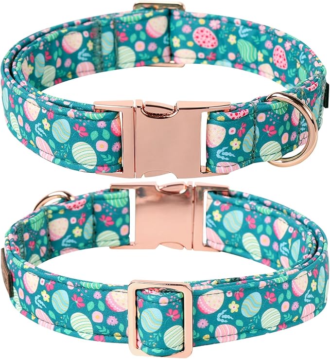 Lionet Paws Easter Green Dog Collar,Eggs Dog Collar for Small Dogs, Adjustable Cotton Flower Pet Puppy Collars for Small Dogs