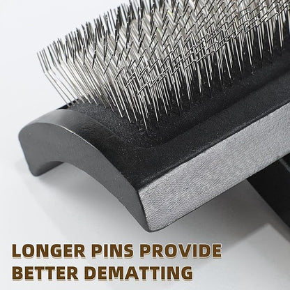Wooden Dog Slicker Brush Cat Grooming Brush with Extra Long Pin for Long Haired Dogs Poodles Goldendoodles and Labradoodles Black