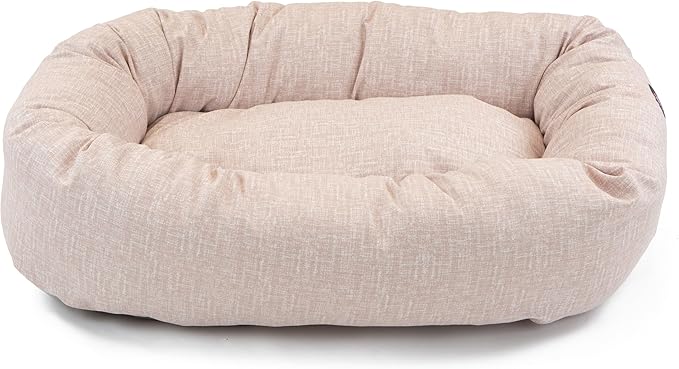 Majestic Pet 32 Inch Bagel Calming Dog Bed Washable – Cozy Soft Round Dog Bed with Spine Support for Dogs to Rest Their Head - Fluffy Donut Puppy Mat 32x23x7 (Inch) Medium – Pink