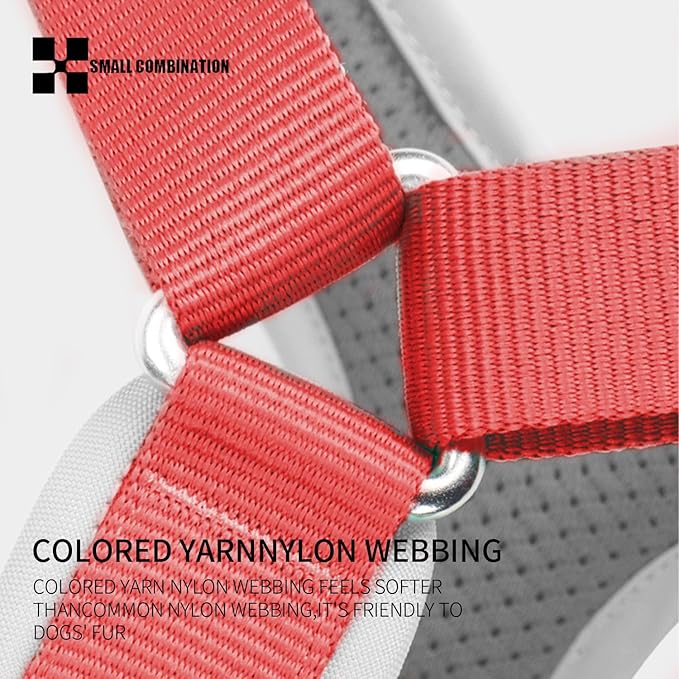 Adjustable Dog Harness with Handle, Padded Comfort,Small, Medium and Large Dogs (Watermelon Red, XL)