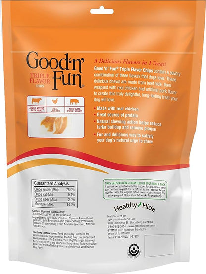 Good'n'Fun Triple Flavor Rawhide Chips with Real Chicken ,4 Ounce (Pack of 12)