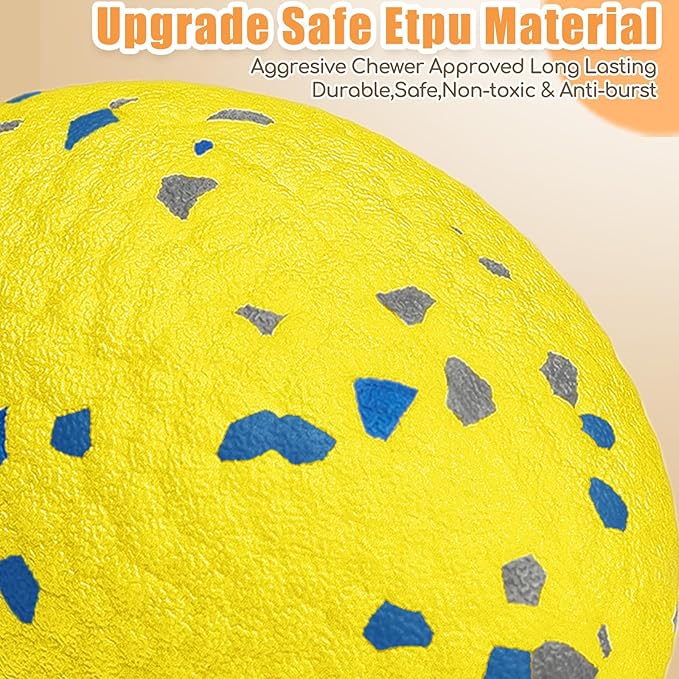 Moonorange 4.72" Indestructible Large Rugby Balls for Aggressive Chewers Durable Olive Bouncy Interactive Football Toy for Dogs Fetch Game Lightweight Floating Outdoor Training, Yellow