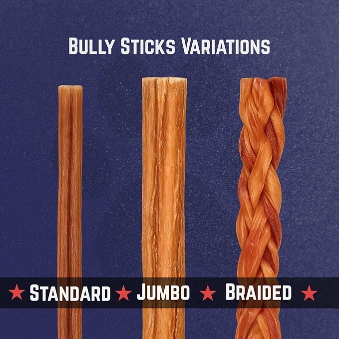 Devil Dog Pet Co. Bully Sticks – 12 Inch, 10 Pack, Standard Sized Dog Chews, 100% Natural, Single Ingredient, Free-Range Grass-Fed Beef – Long Lasting, Rawhide-Free Treats for Dogs