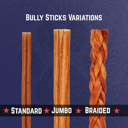 Devil Dog Pet Co. Bully Sticks – 12 Inch, 10 Pack, Standard Sized Dog Chews, 100% Natural, Single Ingredient, Free-Range Grass-Fed Beef – Long Lasting, Rawhide-Free Treats for Dogs