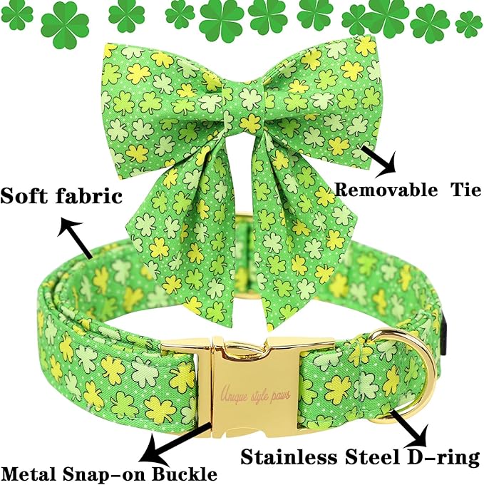 Unique style paws St. Patrick's Day Dog Bandana Clover Bandanas with Flower for Small Medium Large Boys Girls Dogs