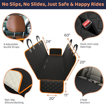 Petloox XL Dog Car Seat Cover for Back Seat, Waterproof Hammock for Car, SUV & Truck, Non-Slip Backseat Cover for Dogs, Heavy-Duty Dog Hammock Style Seat Protector Pets, Easy to Install & Clean