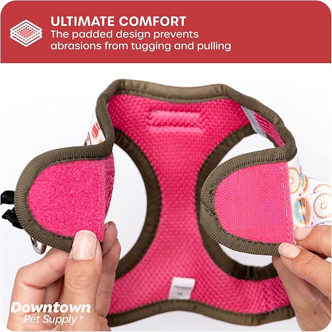 Downtown Pet Supply Step-in Dog Harness – No Pull, Adjustable Padded Mesh with Reflective Trim, Secure Buckle Strap – Comfortable & Breathable Small Dog Harness, Large, Donut