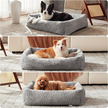 JOEJOY XL Dog Beds Large Sized Dog, Washable Orthopedic Premium Soft Corduroy Fleece Pet Bed with Removable Zipper Cover, Cute Calming Puppy Bed with Non Skid Bottom
