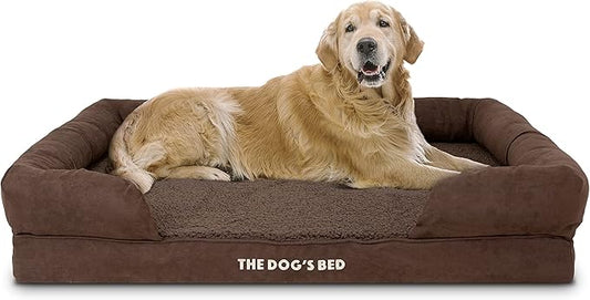 The Dog’s Bed Orthopedic Dog Bed XL Dark Brown Plush 43.5x34, Premium Memory Foam, Pain Relief: Arthritis, Hip & Elbow Dysplasia, Post Surgery, Lameness, Veterinary Approved, Waterproof Washable Cover