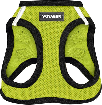 Best Pet Supplies Voyager Step-in Air Harness - All Weather Mesh, Reflective, No Pull Harness for Dogs, Cats - Secure with Hook & Loop Fastener, Buckle, Double D-Rings - Lime Green/Black Trim, S