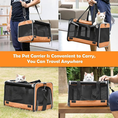 GAPZER Dog Carry Bag for Puppy Pet Soft-Shell Portable Kennel Crate for 0-15 lbs Foldable Pomeranian Travel Cage Tea Cup Yorkie Carrier Purse Indoor Carrying Case Cat Supply Melon Tiny Dog Melon