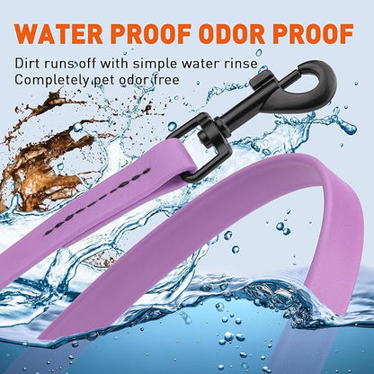 Dogline Biothane Waterproof Dog Leash Strong Coated Nylon Webbing with Black Hardware Odor-Proof Easy to Clean High Performance for Small or Large Dogs Made in USA 2 ft Lead, Amethyst Purple