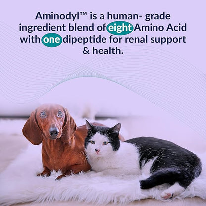 Aminodyl™ Kidney Support Supplement 1100mg for Dogs - Supports Natural Kidney Function with Amino Vastly Promotes Health, Wellbeing & Vitality of Kidneys 120 Sprinkle Capsules. Made in U.S.A
