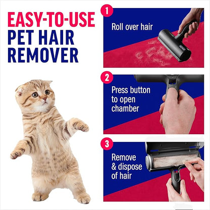 ChomChom Roller Pet Hair Remover – Original Size Reusable Lint Roller for Cat & Dog Hair on Furniture, Couch, Carpet, Car, Rugs & Bedding – Portable, Eco-Friendly (Black)