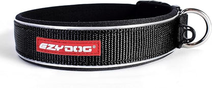 EzyDog Neo Dog Collar - Waterproof & Reflective Dog Collar with Soft Padded Neoprene for Comfort & Durable Nylon – Features Quick Release Buckle and Built-in ID Clip (Small, Black)