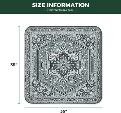 FXW Washable Pee Pads for Dogs, Puppy Pads with Super Absorbent, Specifically Designed for Potty Training, 35" Square, Boho Grey, 2 Packs