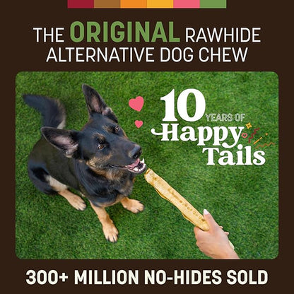 Earth Animal No Hide Chews - Long Lasting Rawhide Free Large Dog Chews Rolls, Pork - 2 Count