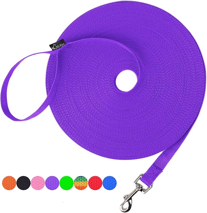 Hi Kiss Dog/Puppy Obedience Recall Training Agility Lead - 15ft 20ft 30ft 50ft 100ft Training Leash - Great for Training, Play, Camping, or Backyard Purple 50 Feet