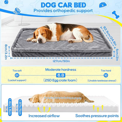 Dog Car Bed, Non-Slip Backseat Extender Pet Mat, Removable Washable Dog Bed for SUVs, Sedans & Trucks, Anti-Slip Travel Bed for Dogs, Easy Clean & Scratch-Proof & Comfort (50"x24.6")
