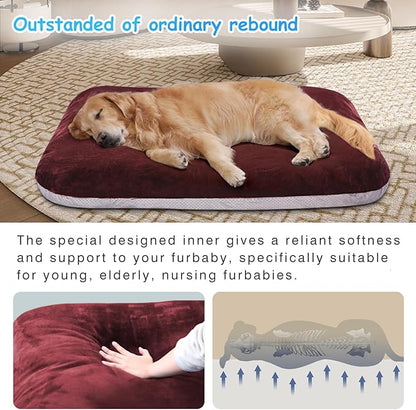 Magic Dog Super Soft Medium Dog Bed, 32 Inch Orthopedic Foam Pet Bed with Anti Slip Bottom, Removable Washable Cover, Burgundy