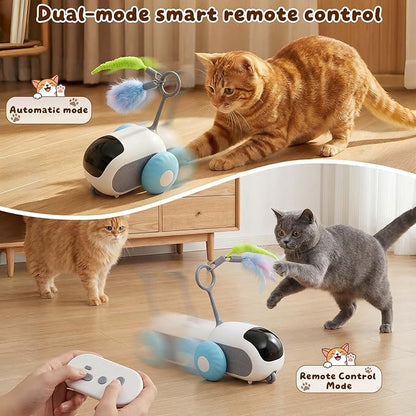 SDWUBQ Interactive cat Toy, Rechargeable, Automatic Moving Kitten Toy, New Type of cat Toy with Tail, Touch-Activated Kitten Toy for Play, Suitable for Indoor Boredom Relief for Adult Cats (Blue)