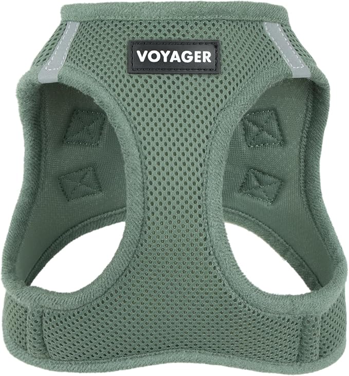 Best Pet Supplies Voyager Step-in Air Harness - All Weather Mesh, Reflective, No Pull Harness for Dogs, Cats - Secure with Hook & Loop Fastener, Buckle, Double D-Rings - Moss Green, XS